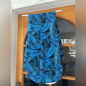 Hreski Men’s Golf Pant Teal/blue Palm Tree Leaves 36 Waist By 32 Inseam